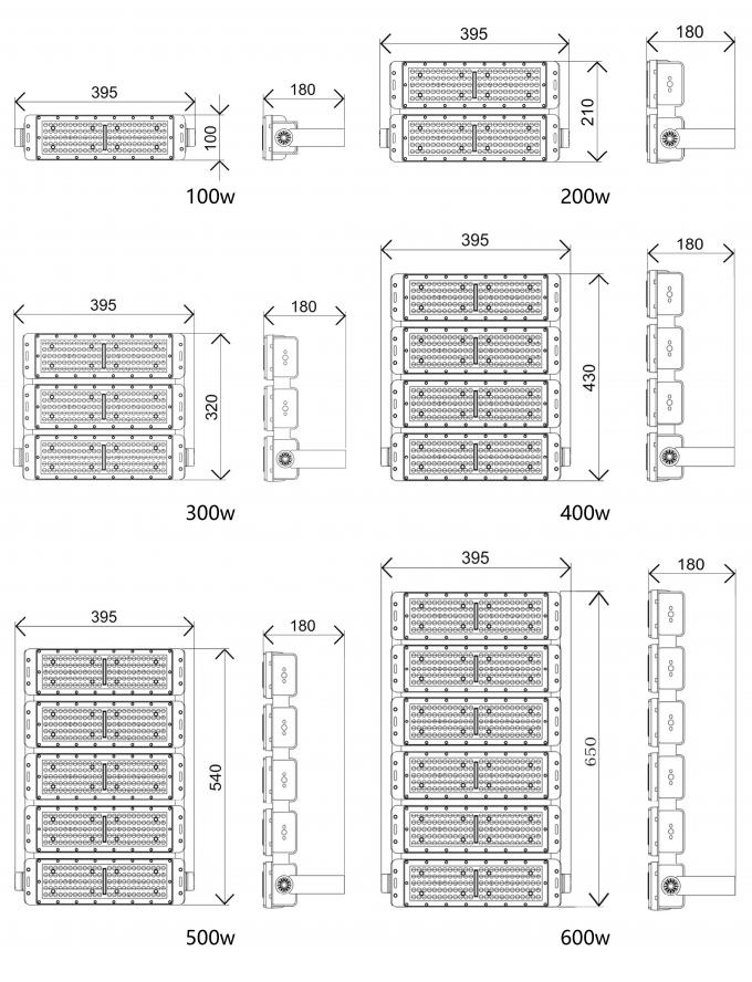 Good Price 100W Module Flood Lights IP65 Waterproof High Stadium Mast Lighting Reflectors 12