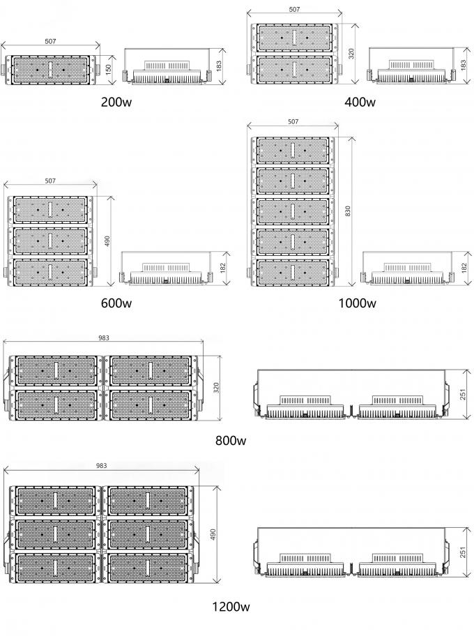 200W Module 400W 600W 800W 1200W Flood Lights For Sports Stadium Lighting 6