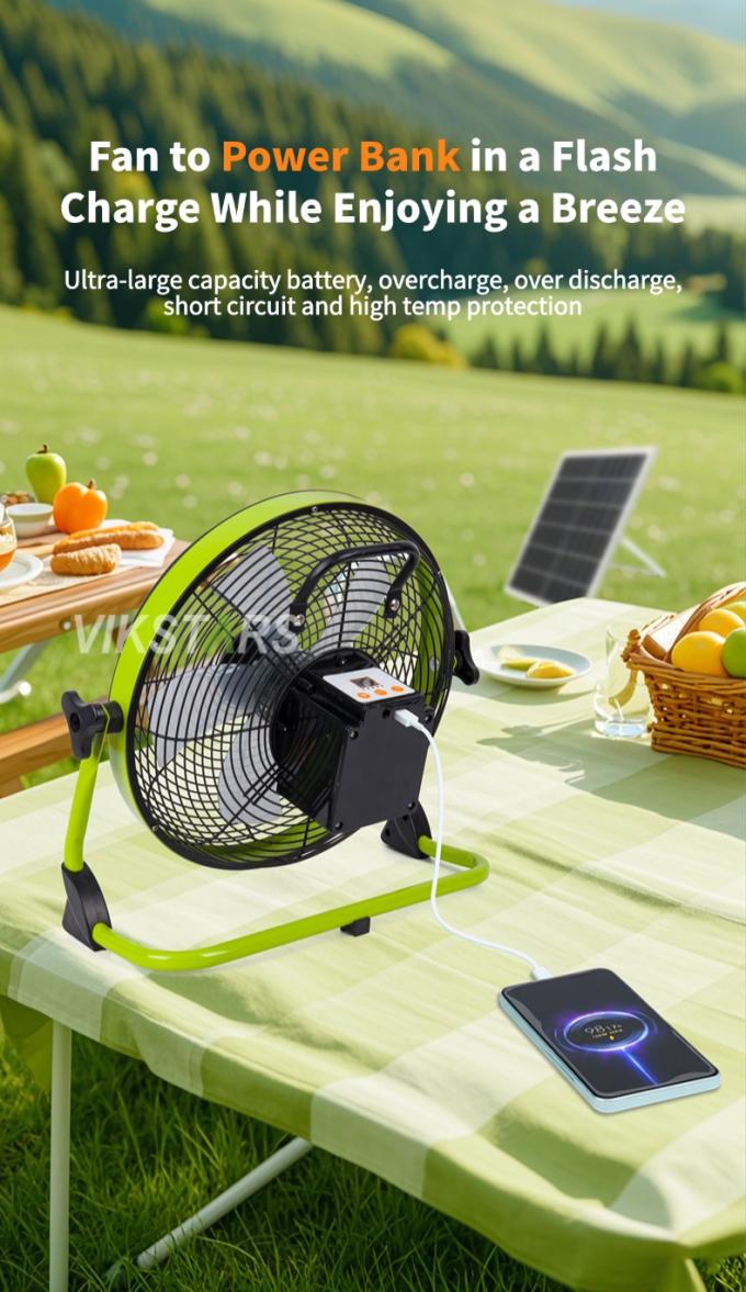 Outdoor Portable Fan Rechargeable Household Emergency 12 Inches 14 Inches Solar Floor Fan Quiet Solar Power Fan 4