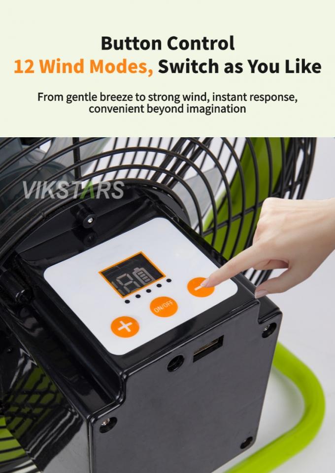 Outdoor Portable Fan Rechargeable Household Emergency 12 Inches 14 Inches Solar Floor Fan Quiet Solar Power Fan 5