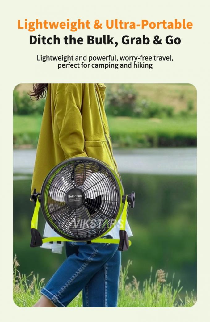 Outdoor Portable Fan Rechargeable Household Emergency 12 Inches 14 Inches Solar Floor Fan Quiet Solar Power Fan 6