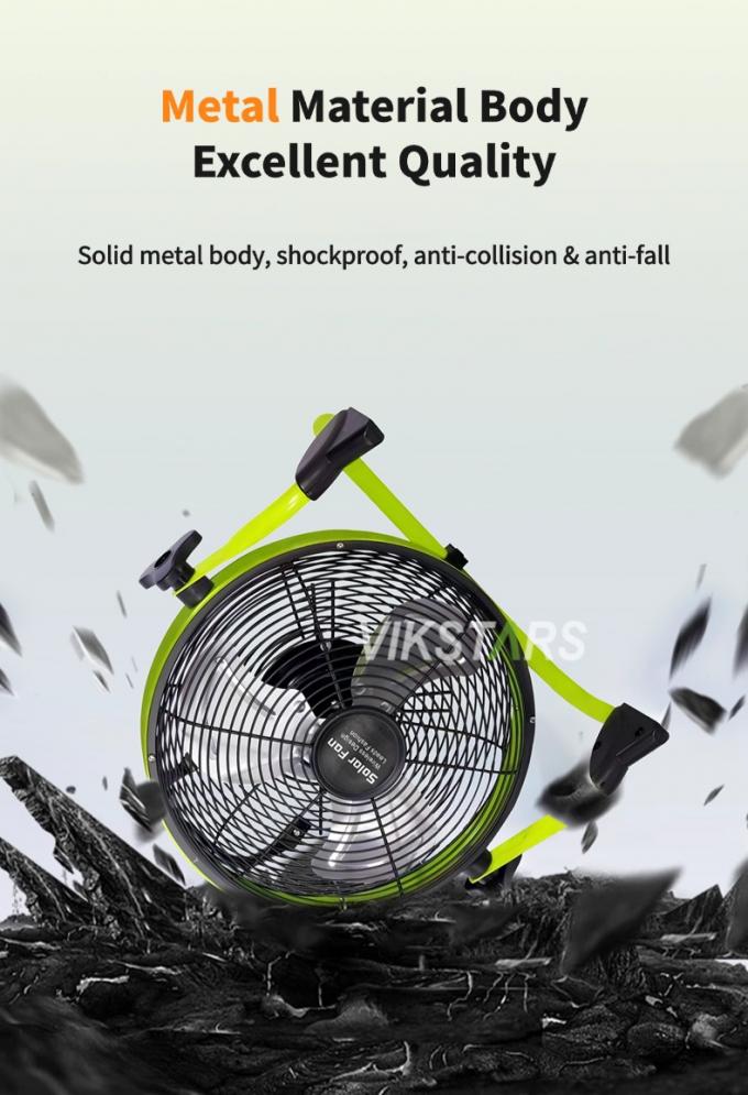 Outdoor Portable Fan Rechargeable Household Emergency 12 Inches 14 Inches Solar Floor Fan Quiet Solar Power Fan 10