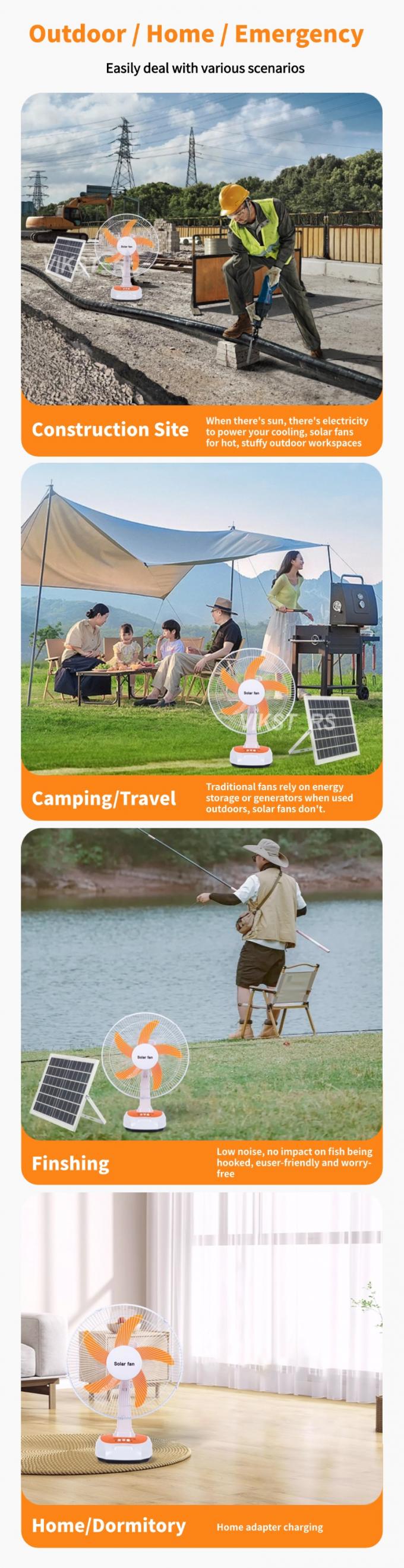 For Camping Emergency Solar Powered Table Fan 16 Inches Energy Saving With Bulbs 1