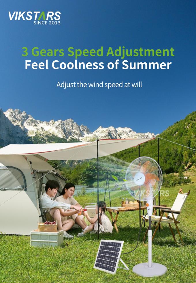 Solar Standing Fan 16inches Solar Energy Powerd For Camping Home Use 13