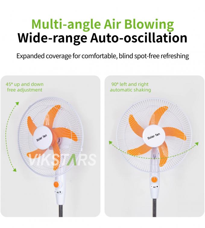 Solar Standing Fan 16inches Solar Energy Powerd For Camping Home Use 15