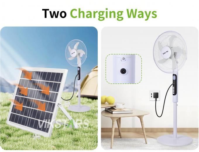 Solar Standing Fan 16 inches with Light Energy-saving For Outdoor Camping Fishing 8