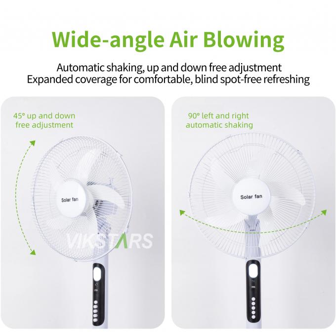 Solar Standing Fan 16 inches with Light Energy-saving For Outdoor Camping Fishing 10