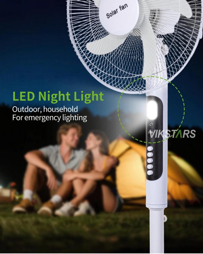 Solar Standing Fan 16 inches with Light Energy-saving For Outdoor Camping Fishing 12