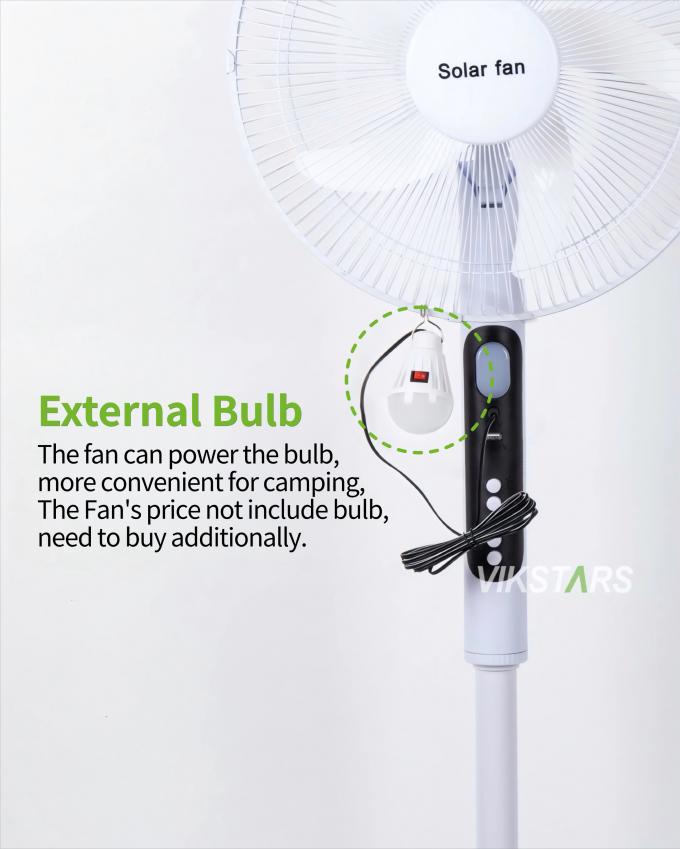 Solar Standing Fan 16 inches with Light Energy-saving For Outdoor Camping Fishing 13