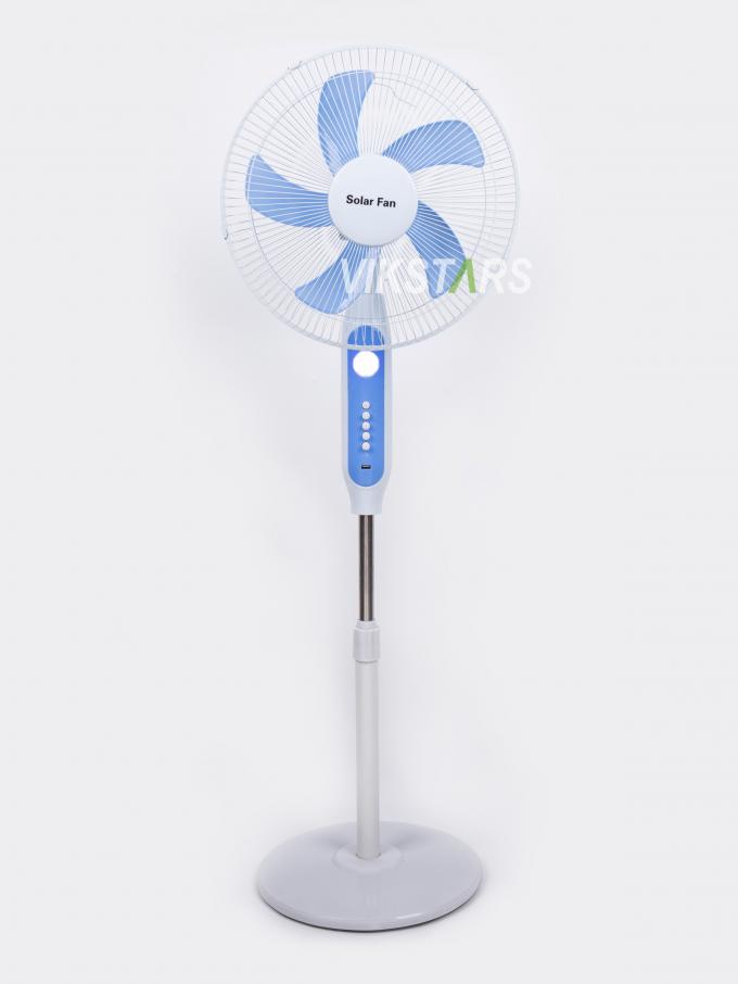 Hot Selling 5-blade 16-Inches Rechargeable Solar Standing Fan with LED Light with Panel and Battery Stand Floor Solar Fan 19