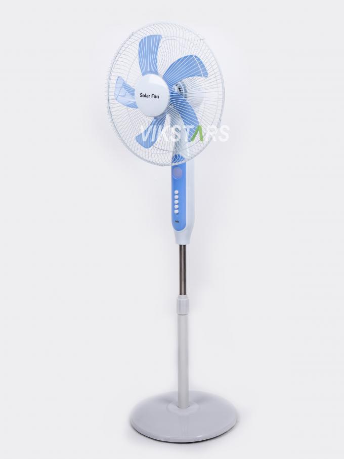 Hot Selling 5-blade 16-Inches Rechargeable Solar Standing Fan with LED Light with Panel and Battery Stand Floor Solar Fan 20