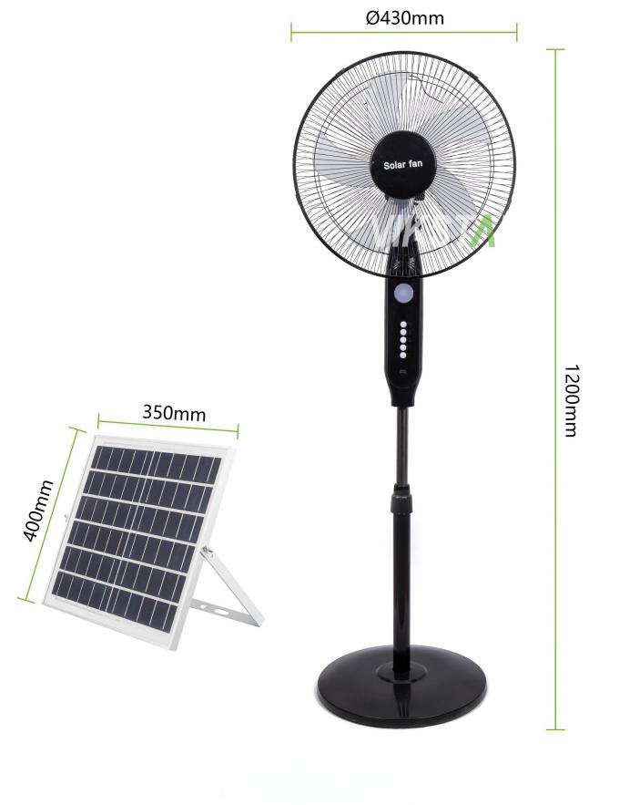 Hot Selling 5-blade 16-Inches Rechargeable Solar Standing Fan with LED Light with Panel and Battery Stand Floor Solar Fan 21