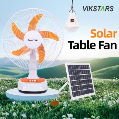 Buy For Camping Emergency Solar Powered Table Fan 16 Inches Energy Saving With Bulbs online manufacture