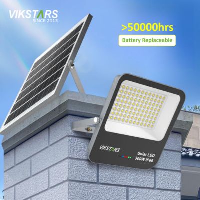 Battery Replaceblae 60w 100w 200W 300w Solar Flood Lights With Glass Cover