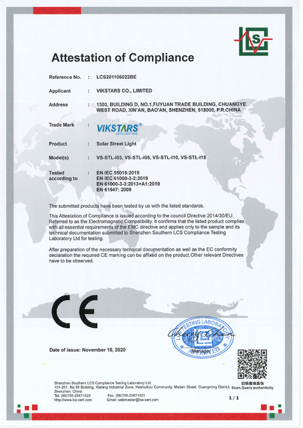 China Vikstars Co., Limited Certification